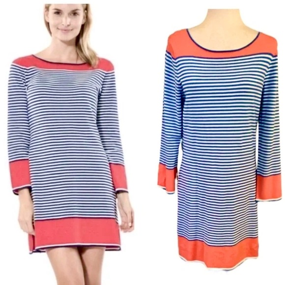 striped preppy  Sail to Sable Nautical  knit Long Sleeve Dress XL  NWT - Picture 1 of 9